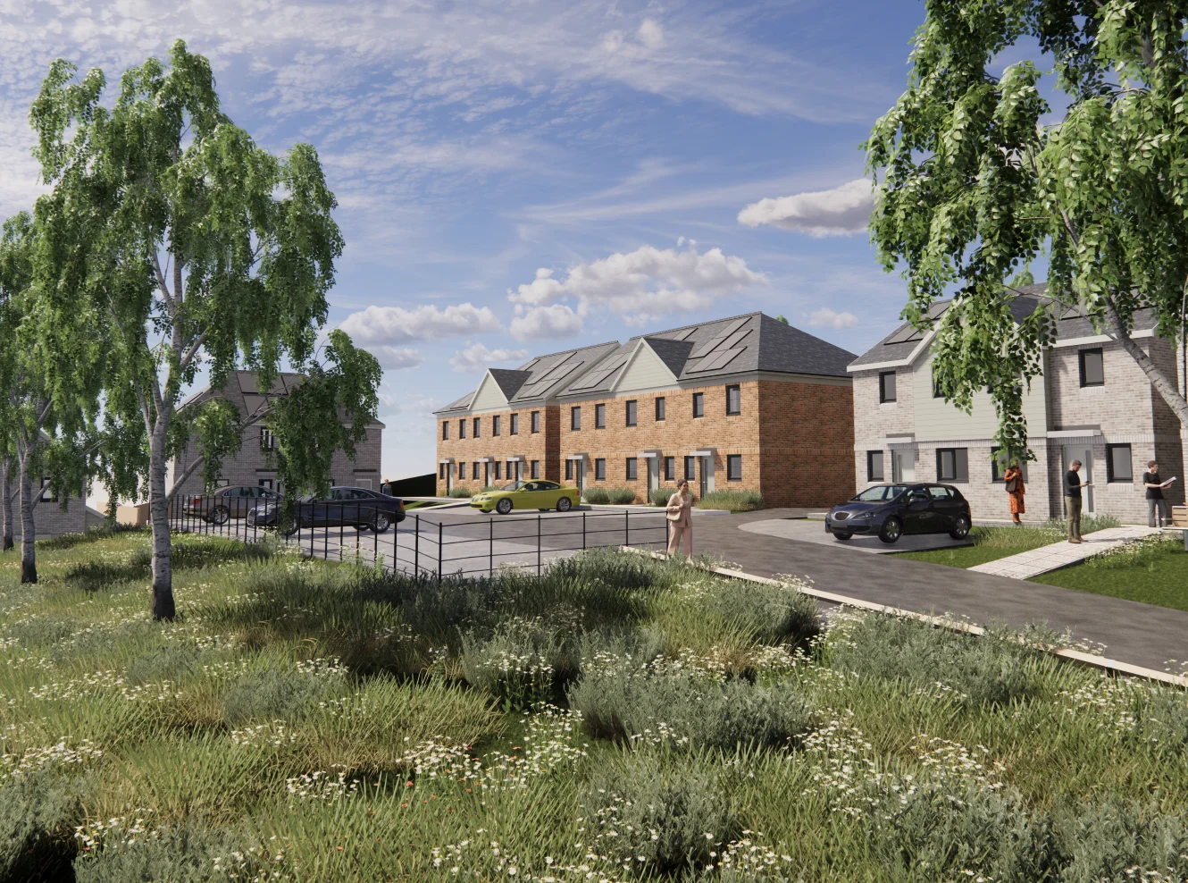 Design visualisation of the proposed homes at Bicclescombe Nursery