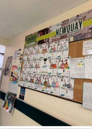 Children’s house-colouring entries displayed in Newquay